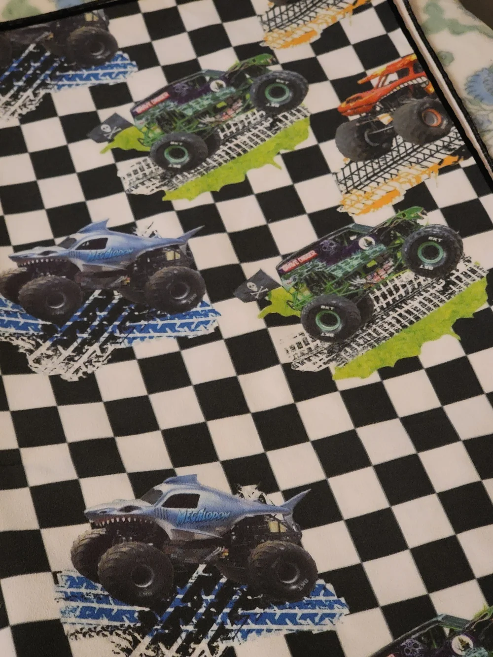 Monster Jam Monster Truck Checkered Flag Beach Towel